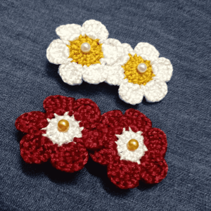 Pearl Blossom Crochet Hair Clips